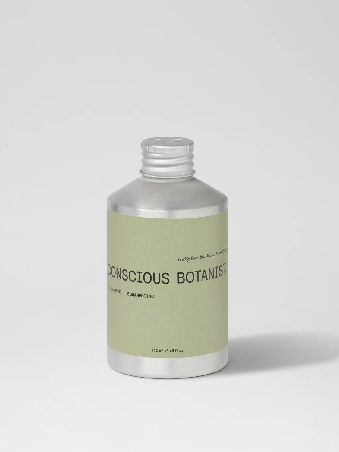 From Conscious Botanist, The Shampoo in unisex aluminium for clean, contemporary haircare for the modern lifestyle and total wellbeing.