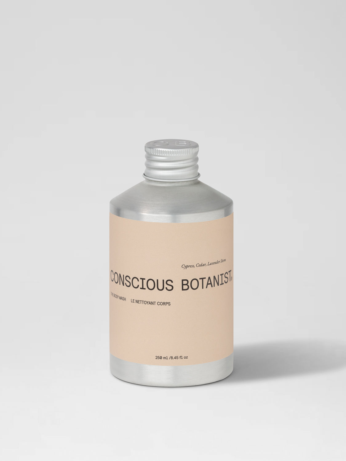 From Conscious Botanist, The Body Wash in unisex aluminium for clean, contemporary beauty for the modern home and total wellbeing.
