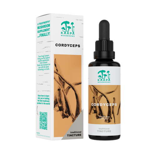 High bioavailable cordyceps mushroom extract from Finland from only the fruiting bodies, to aid recovery