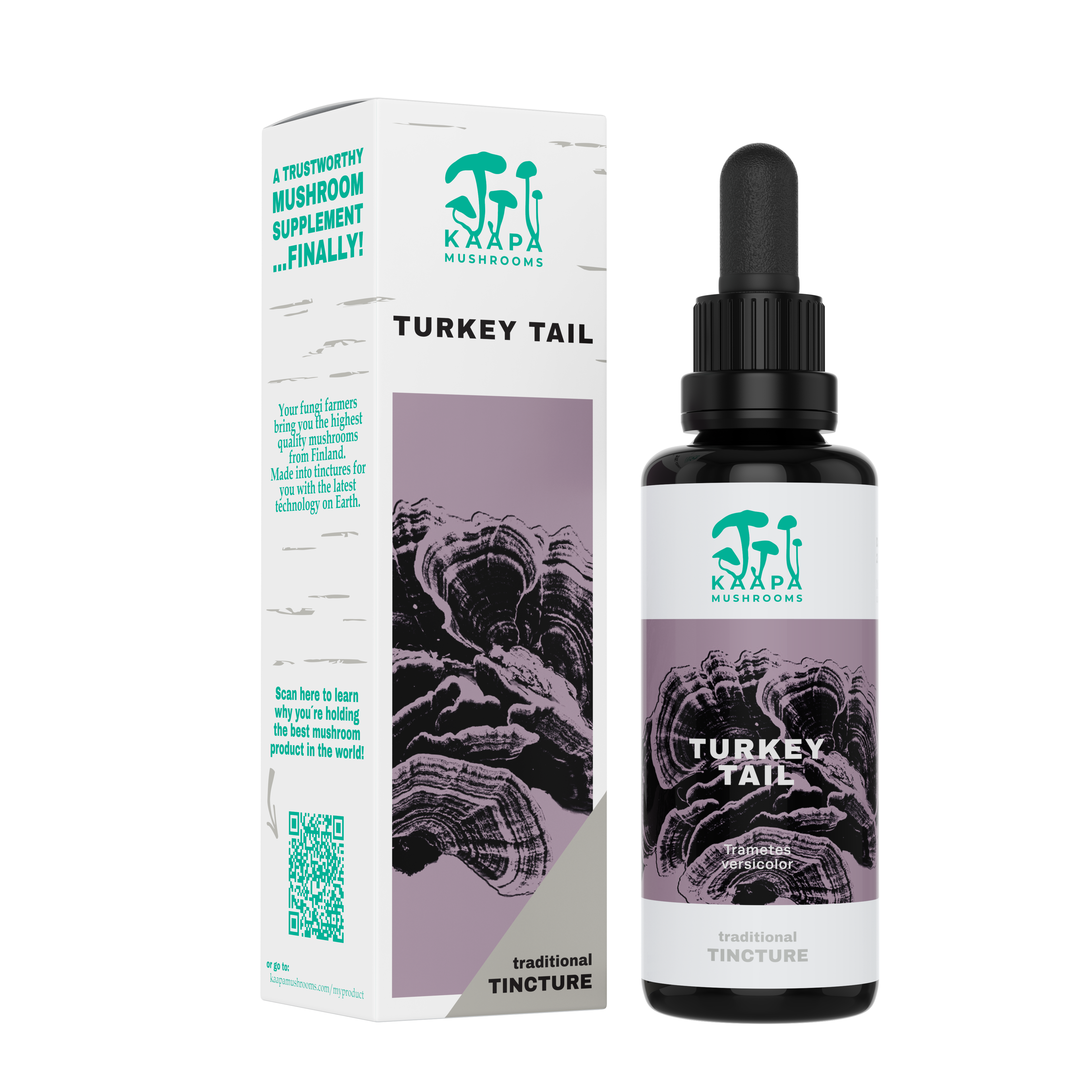 High bioavailable turkey tail mushroom extract from Finland from only the fruiting bodies, for balance in the gut.