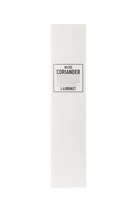 All natural, organic and vegan room diffuser in amber glass with the green mint scent of Coriander from the best of Sweden's coastal home fragrance brand, L:A Bruket