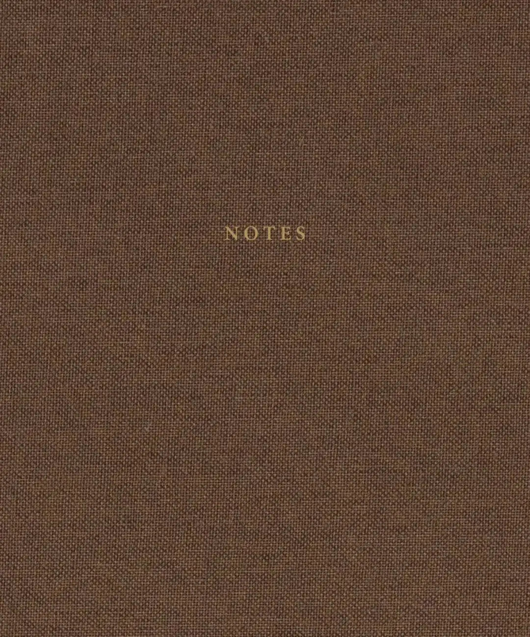 Natural brown linen hard cover notebook with gold foil text with blank pages for notes, sketches, poems and more, produced sustainably by Cozy Publishing.