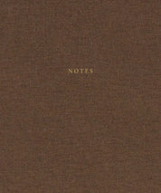 Natural brown linen hard cover notebook with gold foil text with blank pages for notes, sketches, poems and more, produced sustainably by Cozy Publishing.