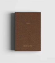 Natural brown linen hard cover notebook with gold foil text with blank pages for notes, sketches, poems and more, produced sustainably by Cozy Publishing.