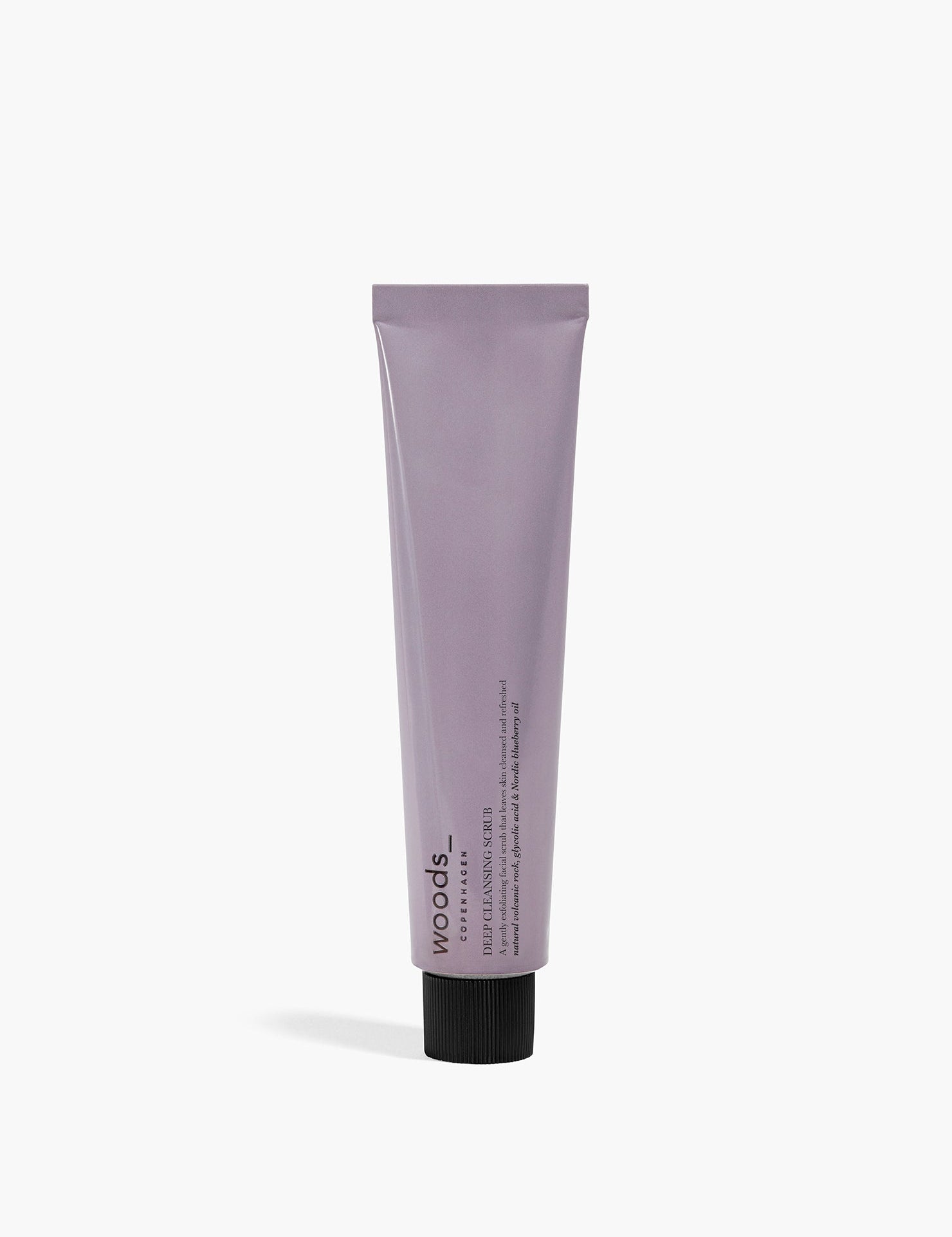 Lilac metal tube with natural, organic vegan Deep Cleansing Scrub for all skins, unisex , made by Woods Copenhagen (8509527753009)