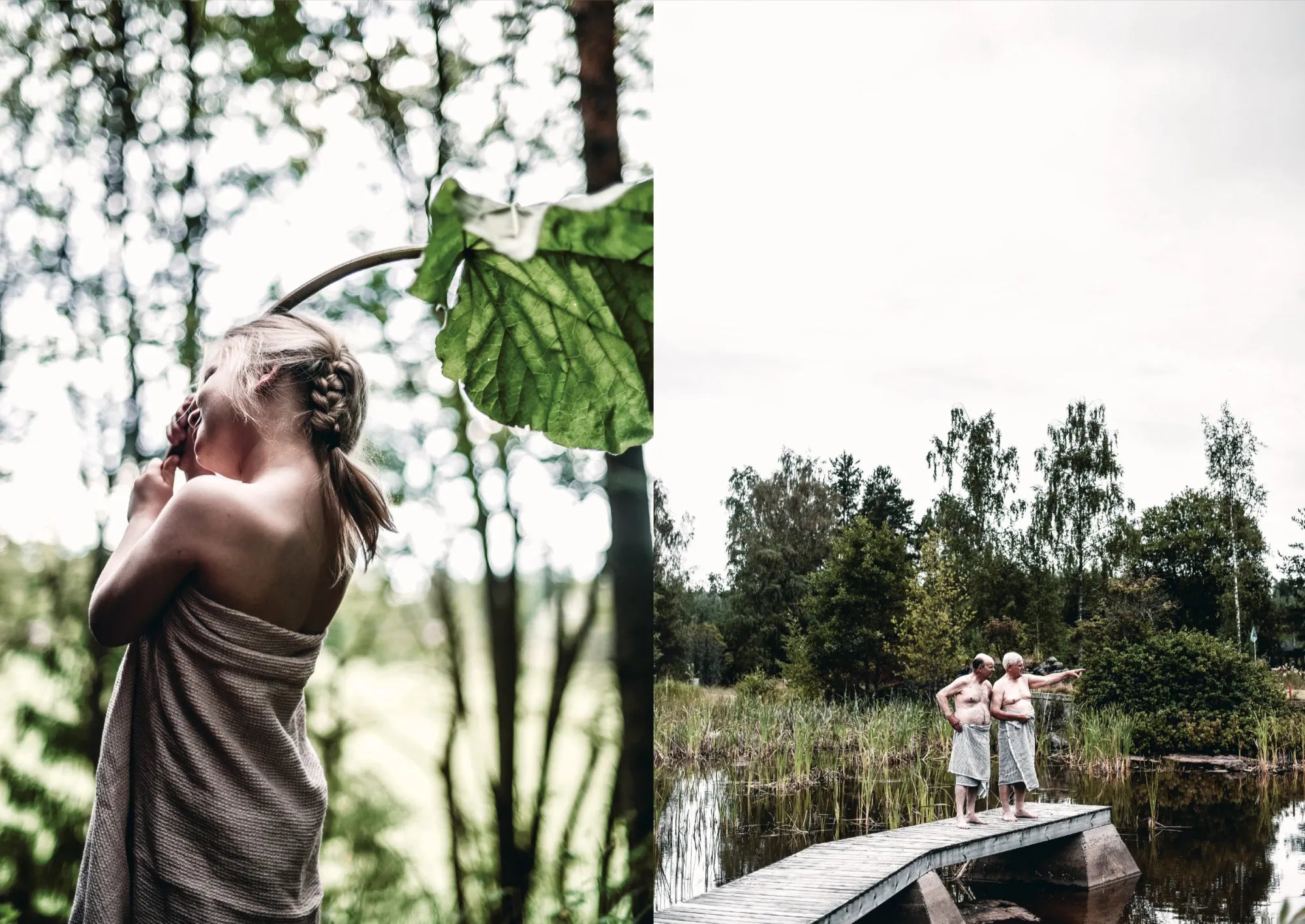 Hardcover book celebrating the sauna experience with stunning photography of the Finnish nature in the Sauna book by Cozy Publishing.