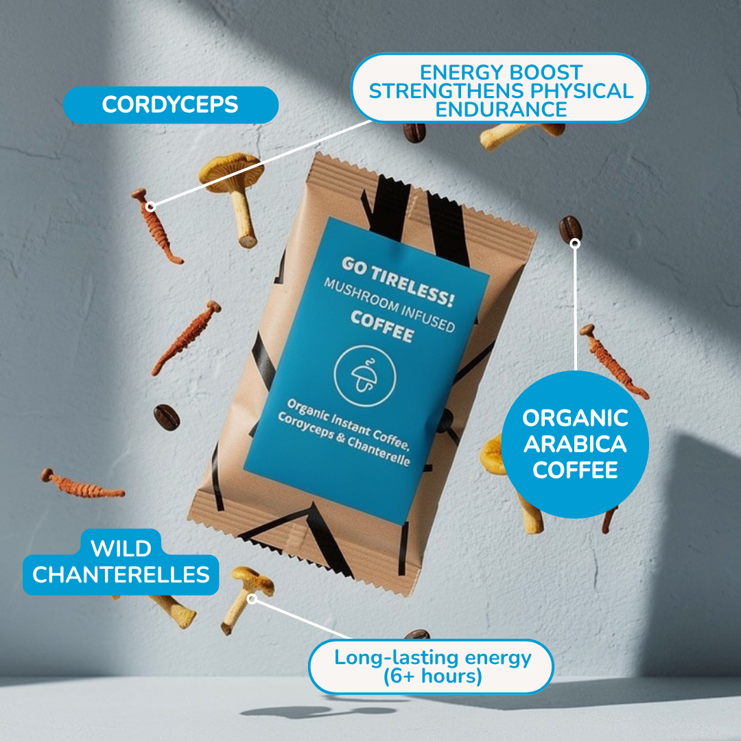Go Tireless: Cordyceps and Chanterelle coffee
