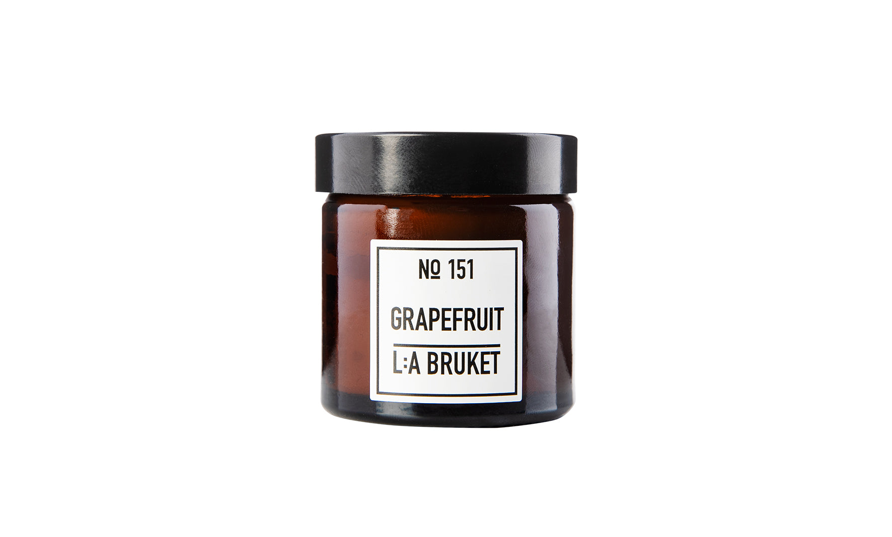 All natural, organic and vegan candle in amber glass with the clean citrus scent of Grapefruit, from the best of Sweden's coastal home fragrance brand, L:A Bruket