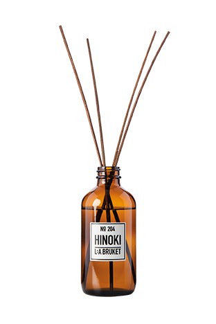 All natural, organic and vegan room diffuser in amber glass with the cypress scent of Hinoki from the best of Sweden's coastal home fragrance brand, L:A Bruket