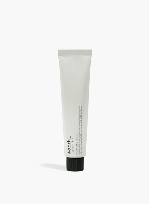 White metal tube with natural, organic vegan Intense Peel Mask for all skins, unisex , made by Woods Copenhagen