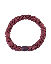 Kknekki rosewood original hair tie in deep wine red tone with burgundy iconic logo bead.