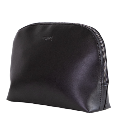 Black vegan leather luxury make up and beauty holdall for ethical and sustainable solutions with style, made in EU by Nuuwai.