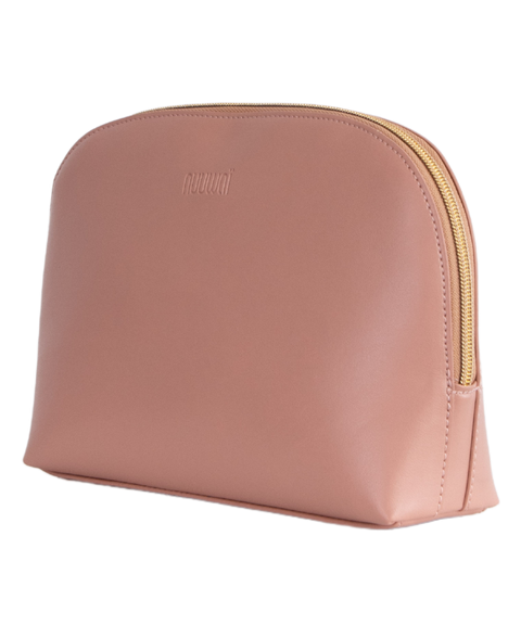 Beige pink vegan leather luxury make up and beauty holdall for ethical and sustainable solutions with style, made in EU by Nuuwai.