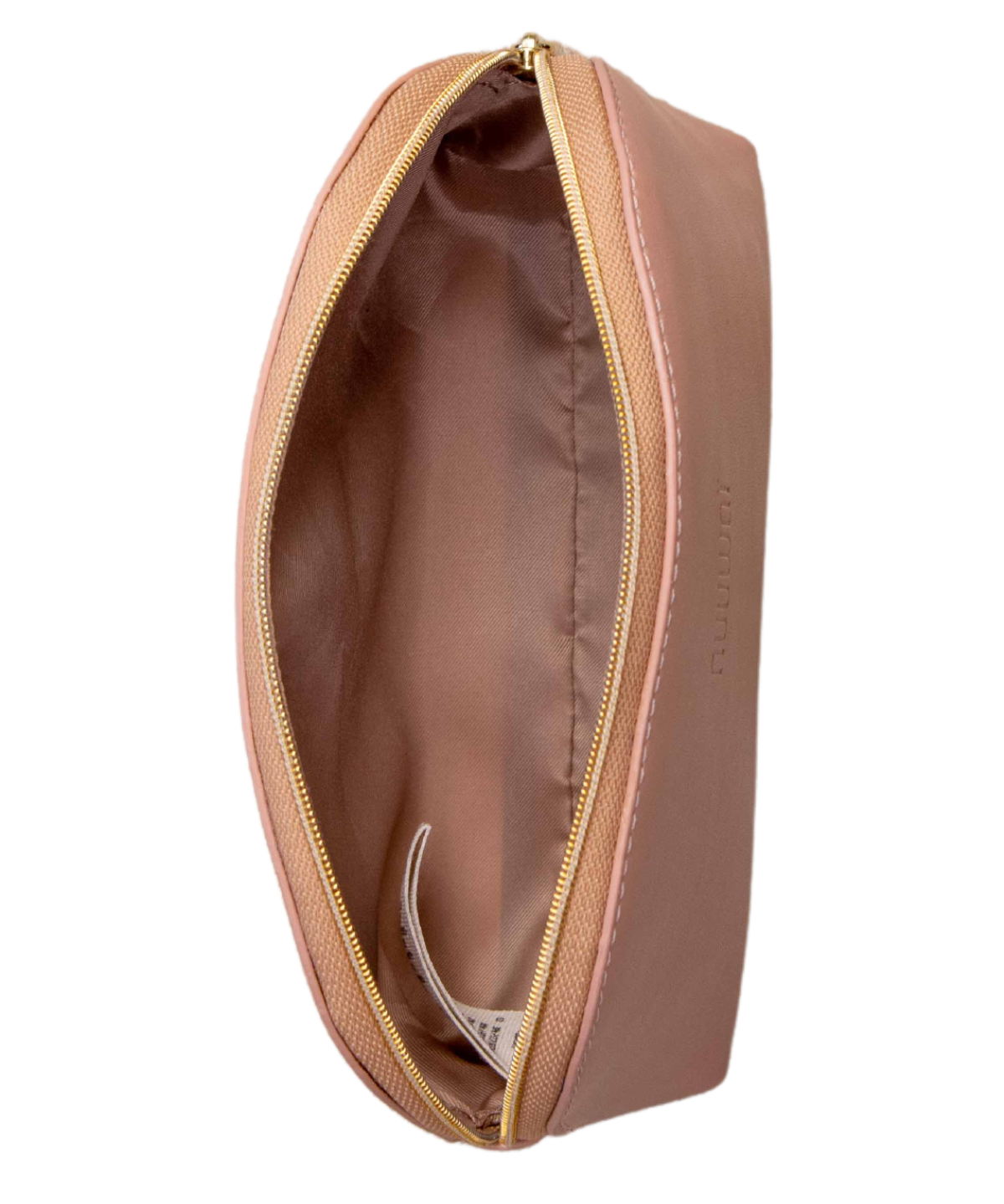 Small size beige pink vegan leather luxury make up bag , with lining of recycled PET for ethical and sustainable solutions with style, made in EU by Nuuwai.