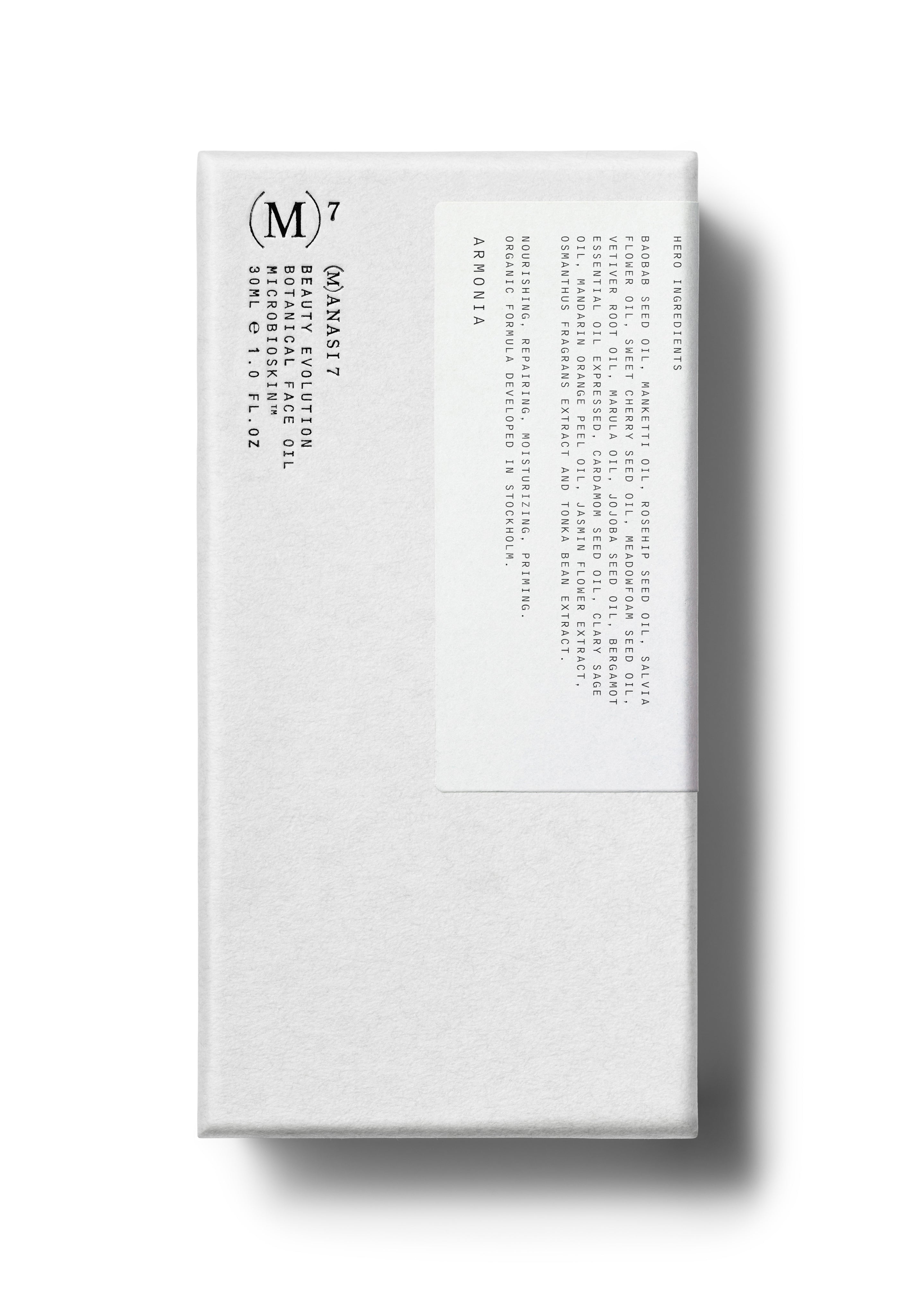 Clean, effective microbiome friendly skincare from Manasi7 introduces Armonia botanical oil, multi use skincare in distinctive sustainable white packaging .
