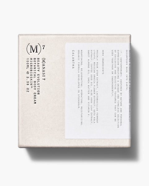 Microbioskin from Manasi7 is a fermented, probiotic multi use body cream to soothe irritated skin and moisturise with all natural vegan and plant based ingredients, in its signature stylish sustainable packaging.