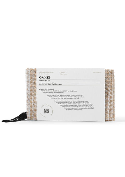 OM-SE Linen Face Cloth. 100% GOTS-certified linen Made in collaboration with Swedish Royal Court Supplier Klässbol linen weaving mill