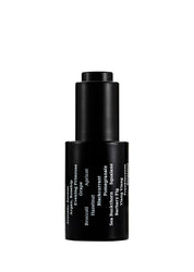 Sleek black glass bottle with stark white text creates a stylish minimalist skincare line from OM-SE. This renewing facial oil is vegan and totally organic for easy beauty routines, ideal for dry & ageing skin.