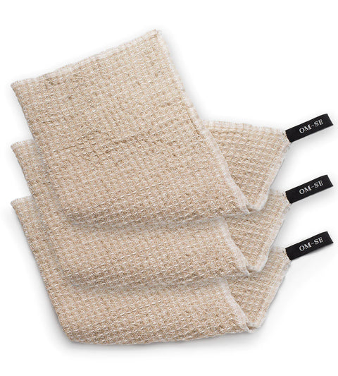 3 pack, Linen Face Cloth. 100% GOTS-certified linen Made in collaboration with Swedish Royal Court Supplier Klässbol linen weaving mill