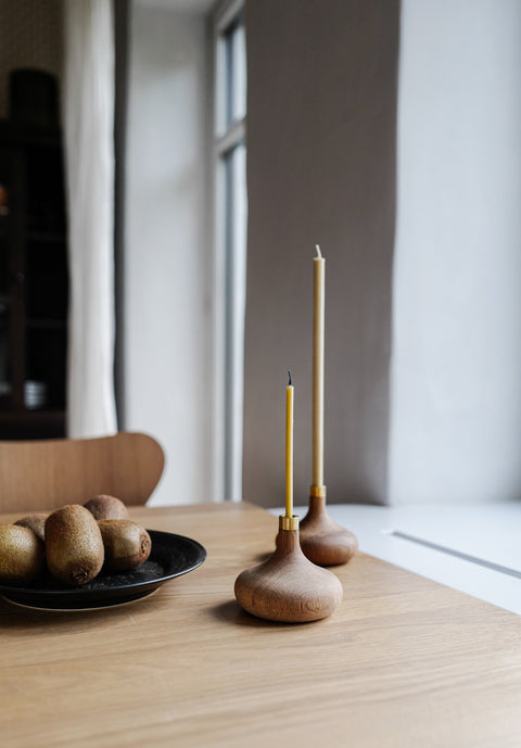 Great gift idea! Simple and elegant, stylish hand poured long beeswax dinner candles from Ovo Things. Fits perfectly in their oak candle holder.