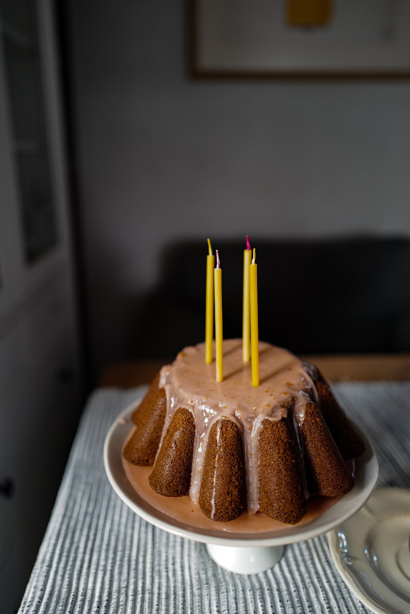 Decorate your table and cakes with simple and elegant, stylish hand poured short thin beeswax taper candles with coloured wicks from Ovo Things