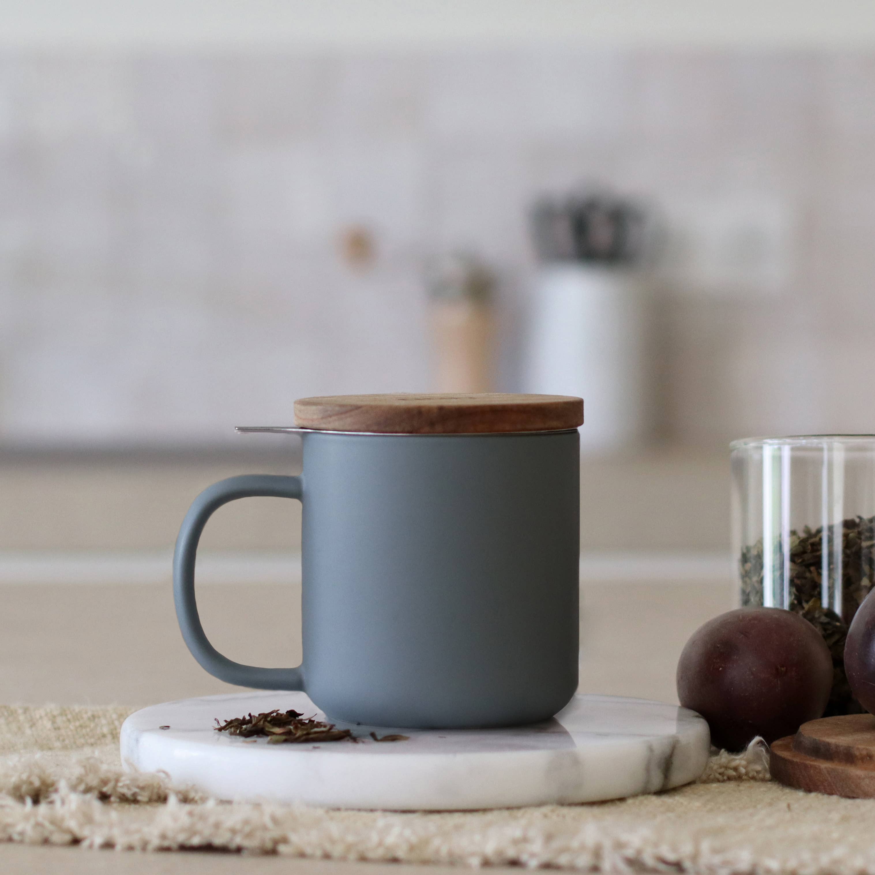 Stoneware tea infusion mug : pearl grey