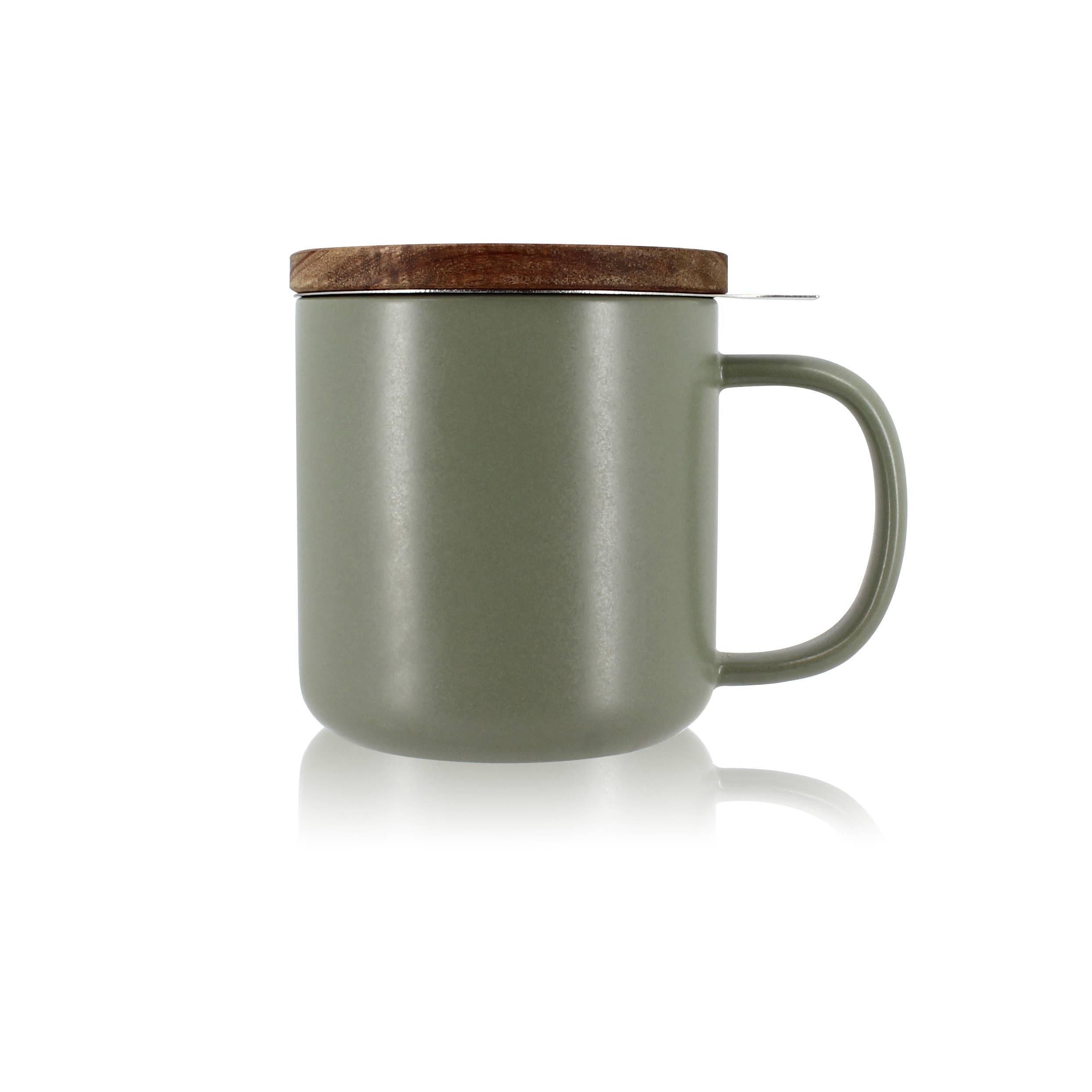 Sandstone tea infuser mug : Nordic green