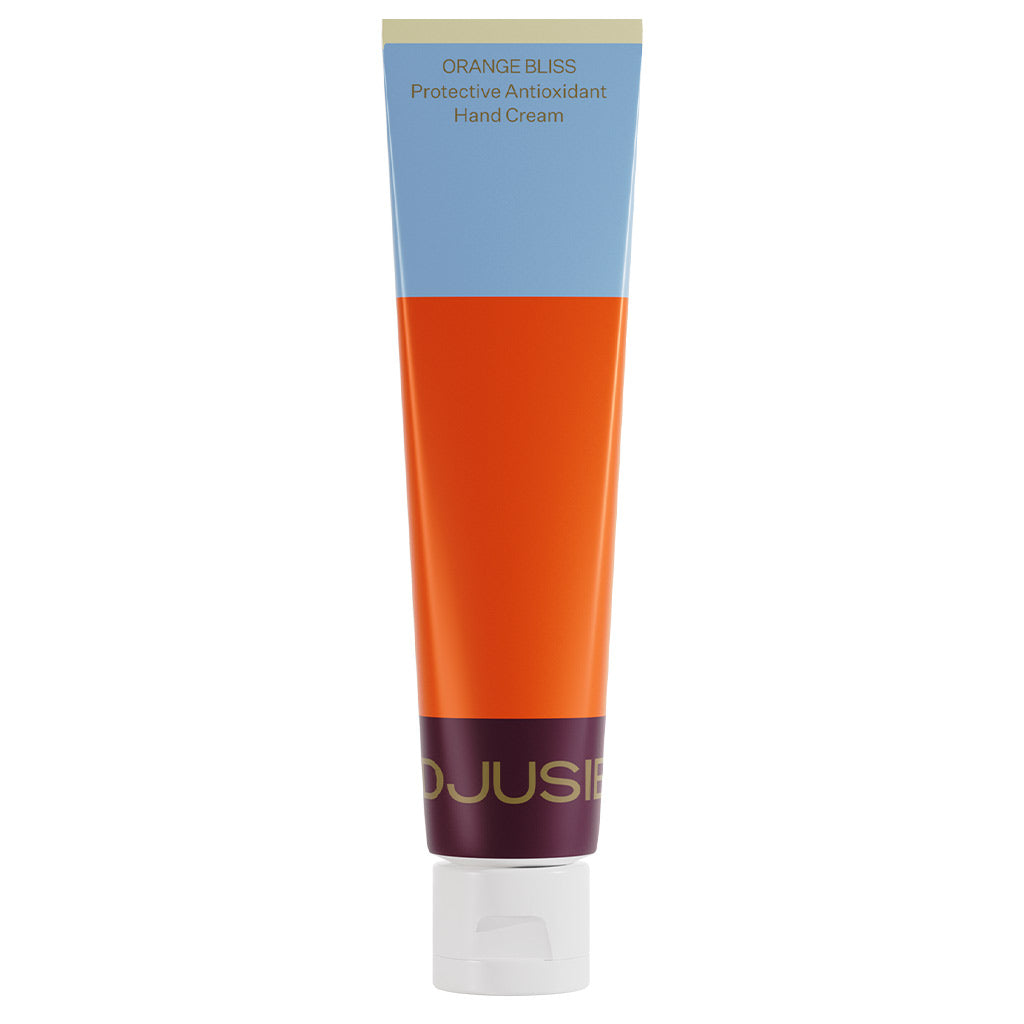 Fruity, juicy hand cream to  protect and delight the skin with uplifting aromas and calming chaga extract, in Djusie signature striped packaging - a delight for all the senses.