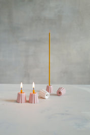 Simple and elegant, stylish ceramic candle holders for long thin beeswax taper candles from Ovo Things