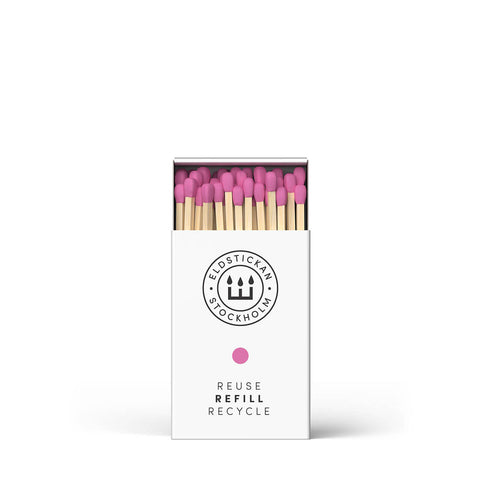Refills of coloured matches for Eldstickan's stylish glass bottles for a great & sustainable interior design idea