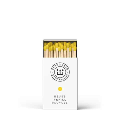 Refills of coloured matches for Eldstickan's stylish glass bottles for a great & sustainable interior design idea