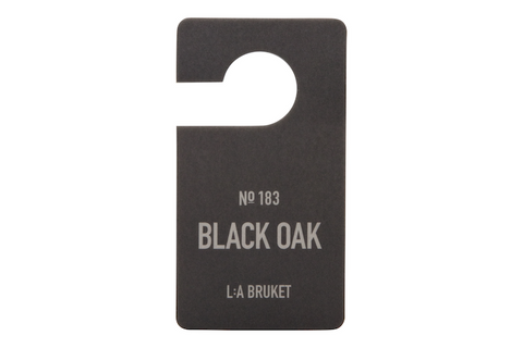 All natural, organic and vegan room scent on hanging tag with the woody scent of Black Oak from the best of Sweden's coastal home fragrance brand, L:A Bruket