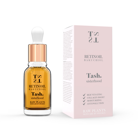 This pale pink box contains the best anti age golden facial oil full of antioxidant rich bakuchiol - nature's retinol. Raw plants power from Tash sisterhood. (8539081179441)