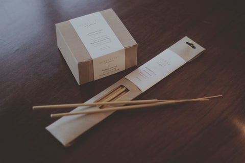Natural incense sticks in packs of 10 with scents of local nature to complete our unique, Skåne Ljus created ceramic incense holder for loose incense or tealights in local clay.