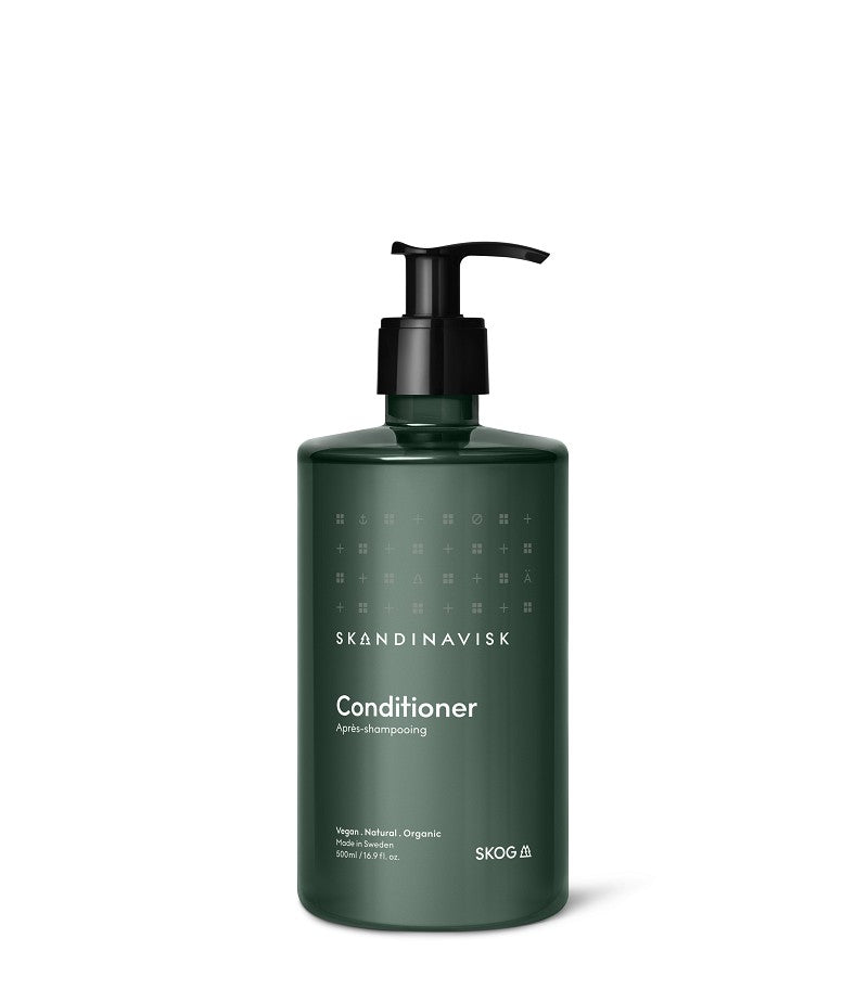 Sustainable, organic & vegan hair conditioner SKOG, from Skandinavisk in refillable bioplastic pump bottle 500ml