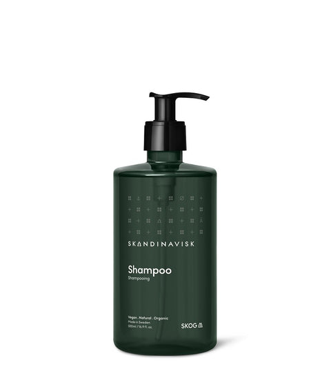 Sustainable, organic & vegan shampoo SKOG, from Skandinavisk in refillable bioplastic pump bottle 500ml
