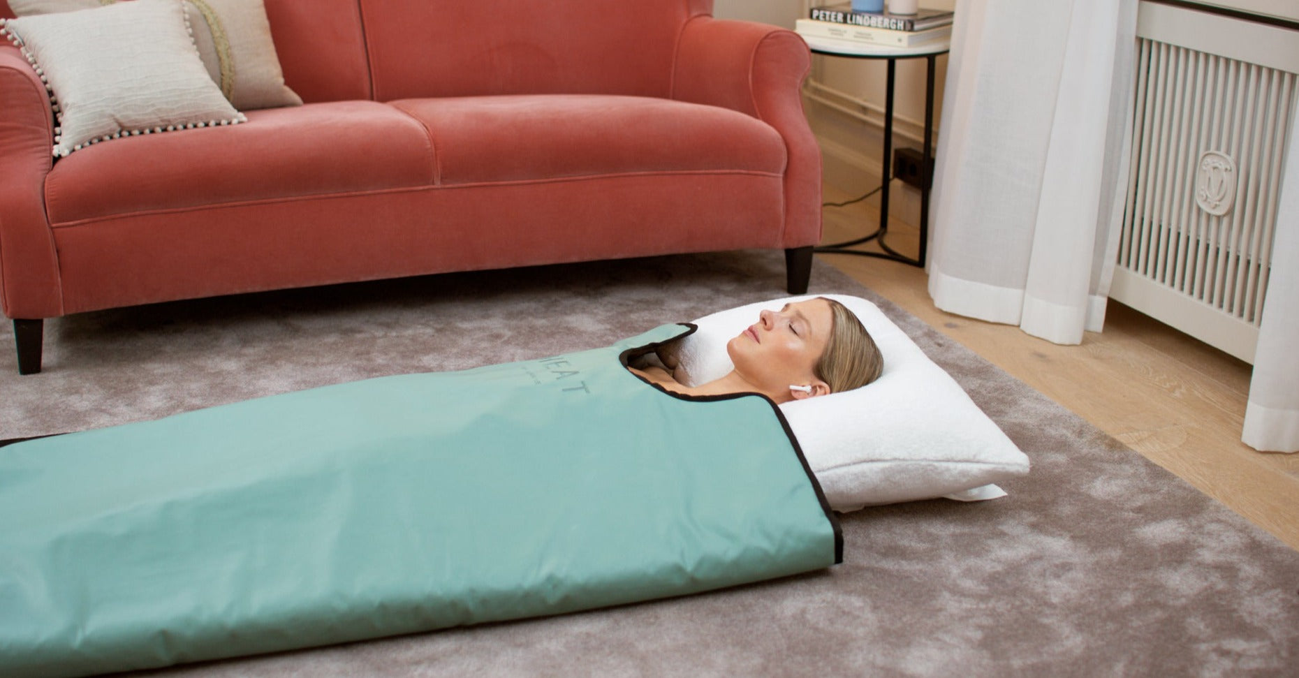 Cotton insert and pillow to infra-red sauna blanket
