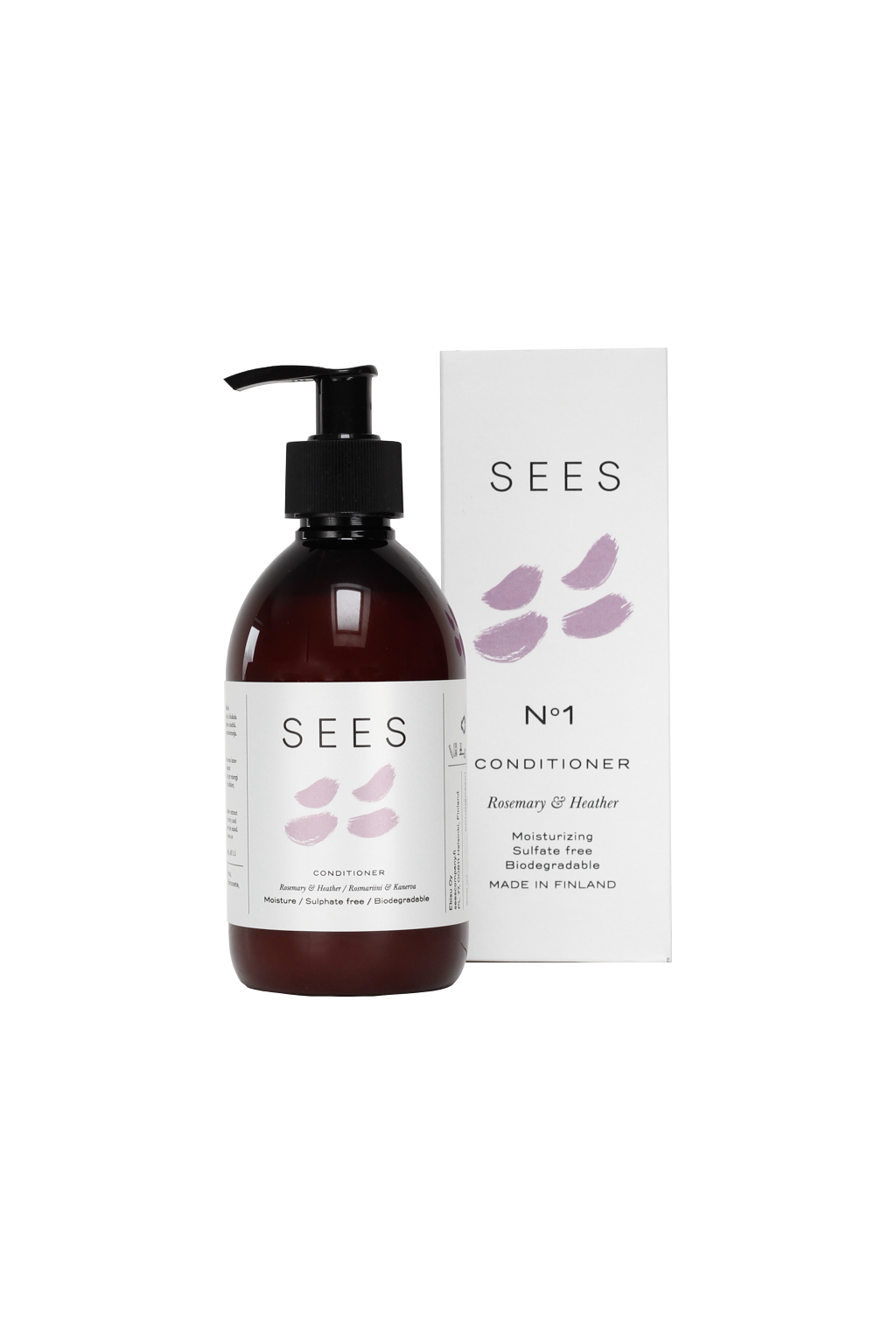 Sustainable and biodegradeable hair shampoo & conditioner in stylish rice bag packaging, for a great gift for the conscious consumer from Finland's natural beauty company SEES