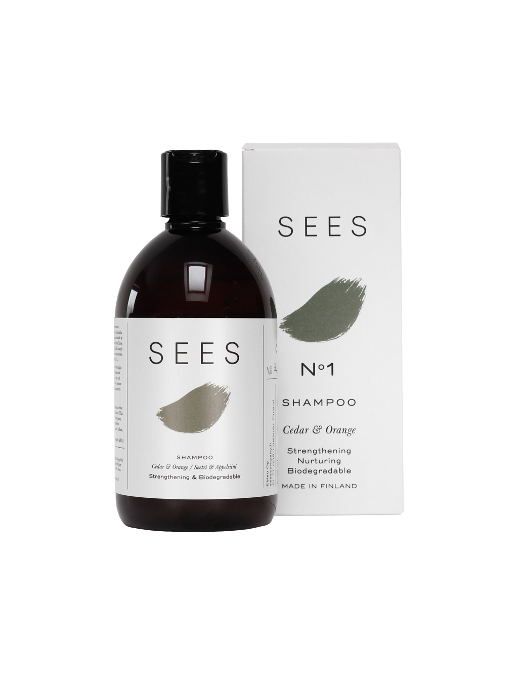 Sustainable and biodegradeable hair shampoo & conditioner in stylish rice bag packaging, for a great gift for the conscious consumer from Finland's natural beauty company SEES