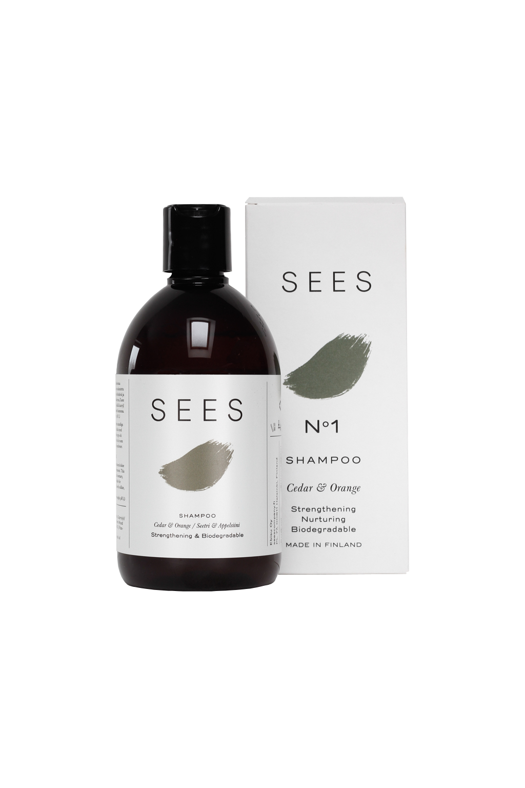 Sustainable and biodegradeable hair shampoo & conditioner in stylish rice bag packaging, for a great gift for the conscious consumer from Finland's natural beauty company SEES