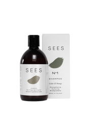 Sustainable and biodegradeable hair shampoo & conditioner in stylish rice bag packaging, for a great gift for the conscious consumer from Finland's natural beauty company SEES