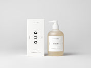 Simple & refined white box with statement text for luxury organic hand soap with natural Oud perfume from Tangent GC