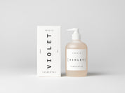 Simple & refined white box with statement text for luxury organic hand soap with natural Violet perfume from Tangent GC