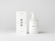 Simple & refined white box with statement text for luxury organic body lotion with natural Oud perfume from Tangent GC 