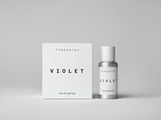 Simple & refined white box with statement text for a clean fragrance with natural scent , Violet is a powdery floral eau de parfum from Tangent GC