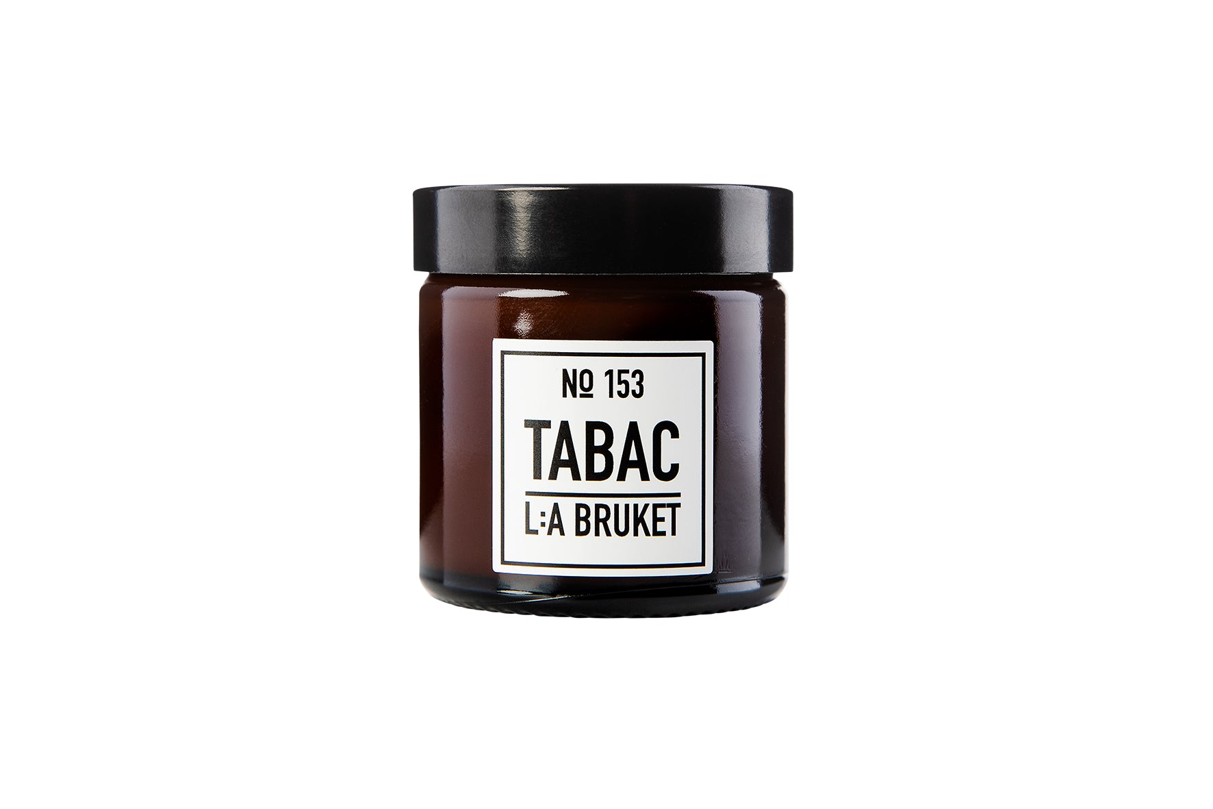 All natural, organic and vegan candle in amber glass with the green woody scent Tabac, from the best of Sweden's coastal home fragrance brand, L:A Bruket