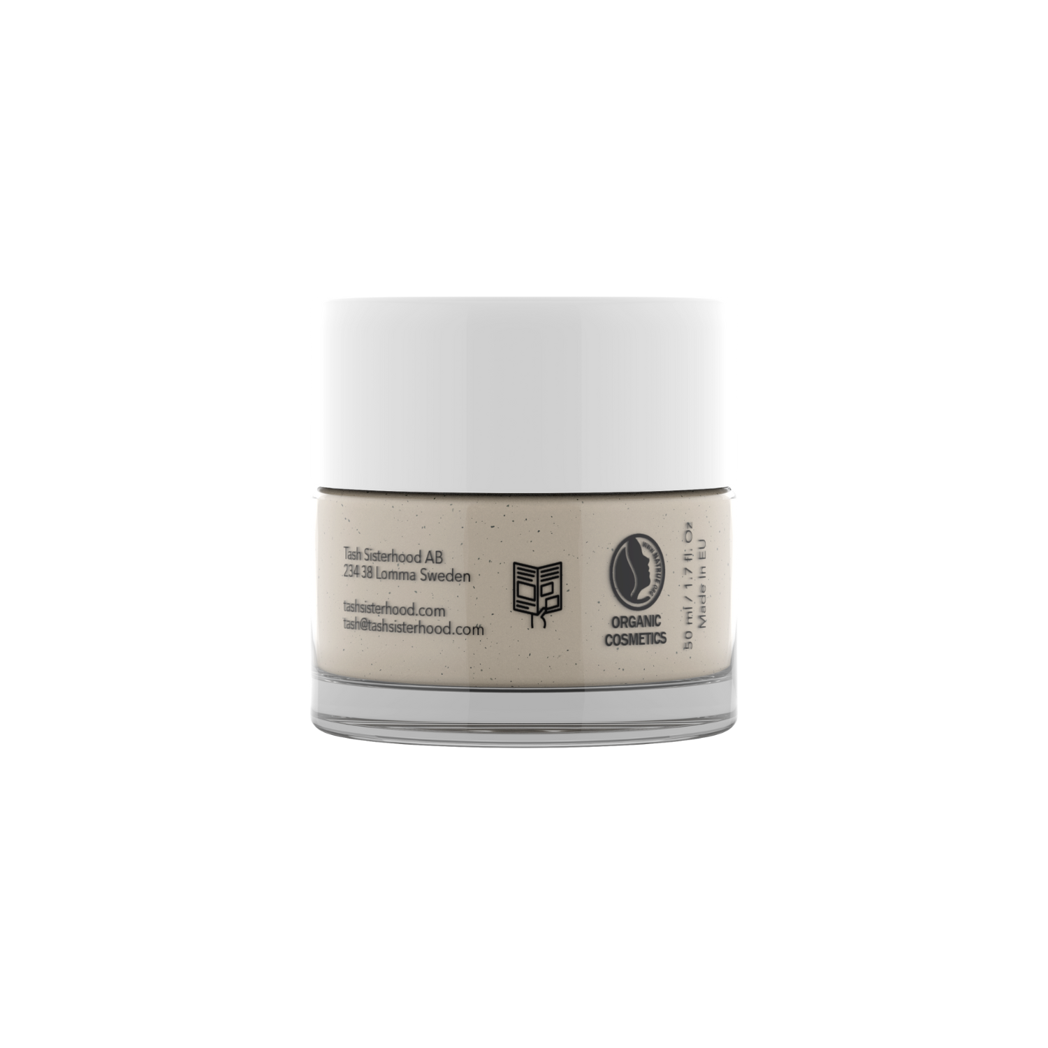 Glass jar of Prep Purifying Mask for mild exfoliating effect on the face from natural olive leaves from raw plant skincare brand Tash sisterhood.