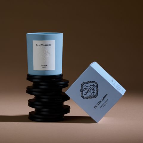 Signature blue candle in the same sky blue ceramic jar and embossed box, inspired by Scandinavian skies, is a truly luxury scented candle from Amoln, makers of Sweden's royal candles.