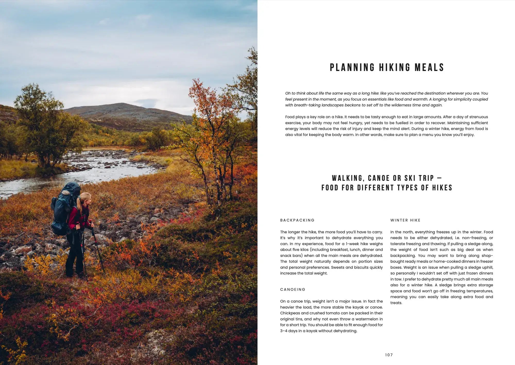 Hardcover book celebrating the lifestyle of eating and living out in nature, from camping , hiking to family picnics with beautiful photography of Finnish life in Food in the Woods by Cozy Publishing.