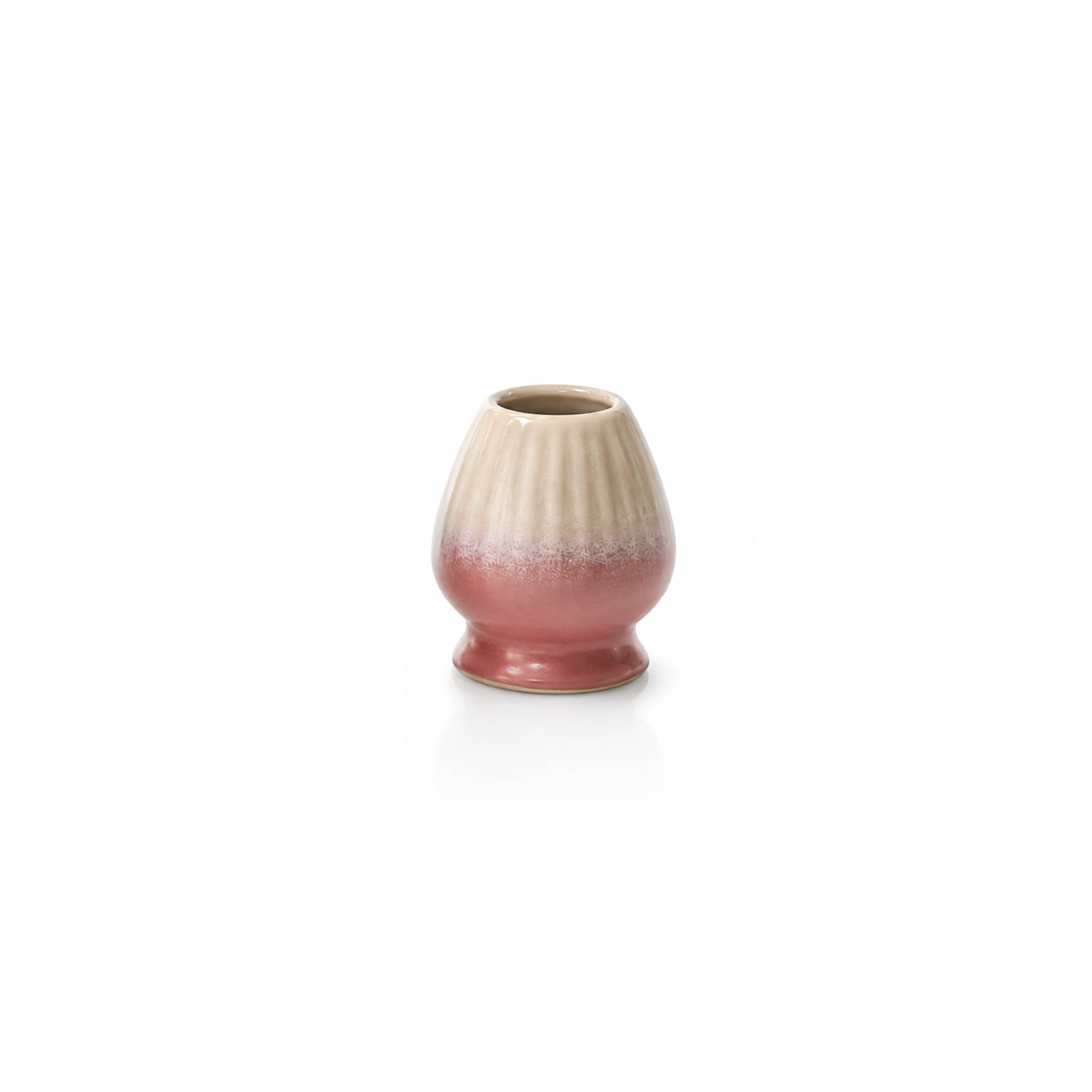 Pink Ombré Ceramic Matcha Bowl and Whisk Holder Set